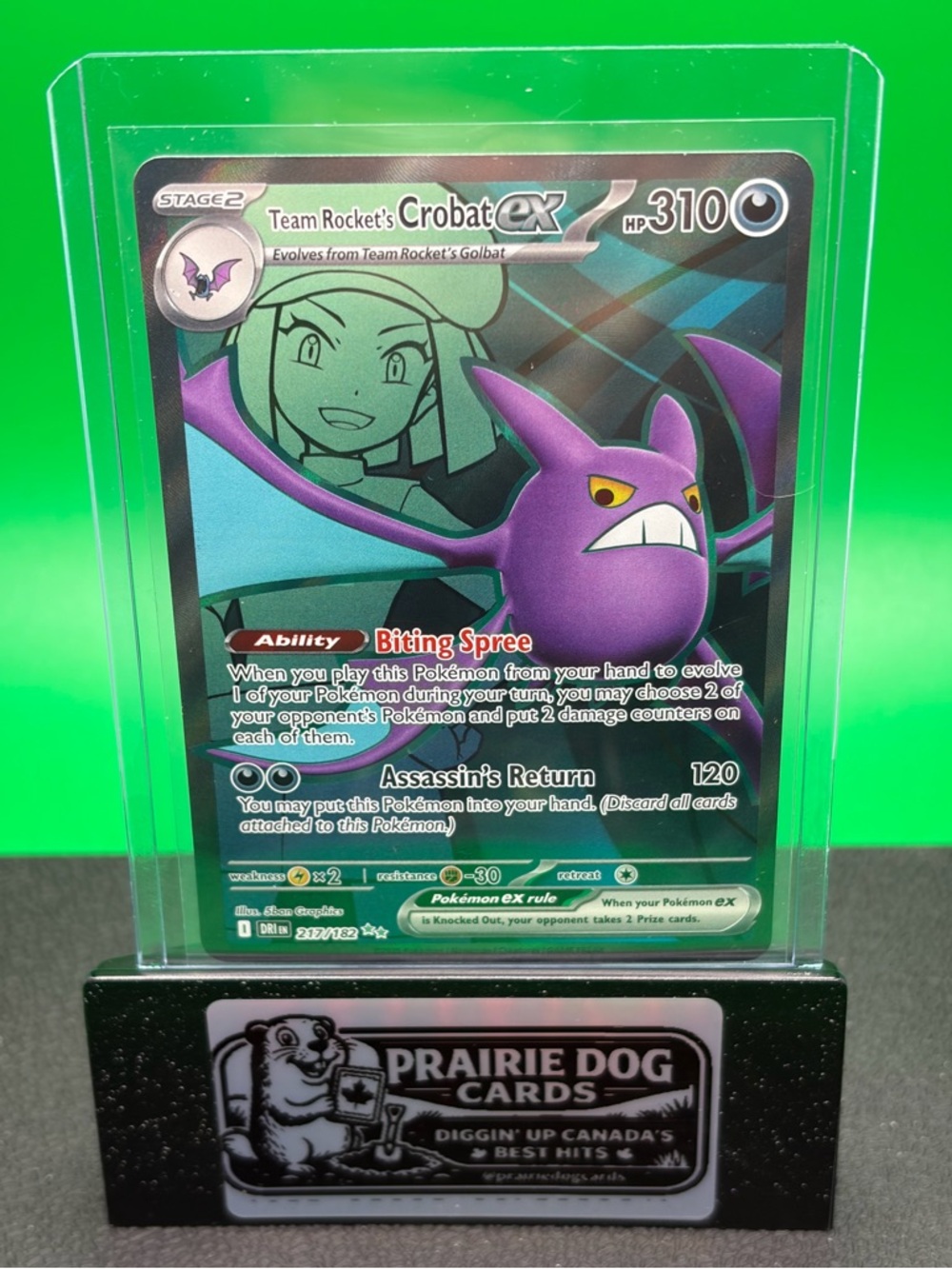 Team Rocket's Crobat ex Full Art Holographic Pokémon Card